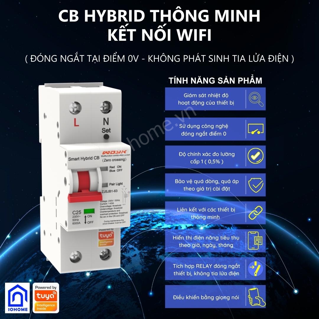 CB Hybrid thông minh kết nối Wi-Fi, tích hợp đóng ngắt điểm 0V ZJSJB1-63
