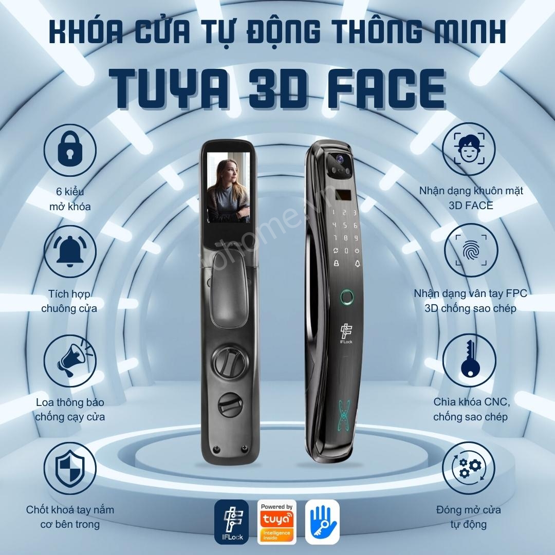 Khóa cửa thông minh IFlock Tuya 3D Face