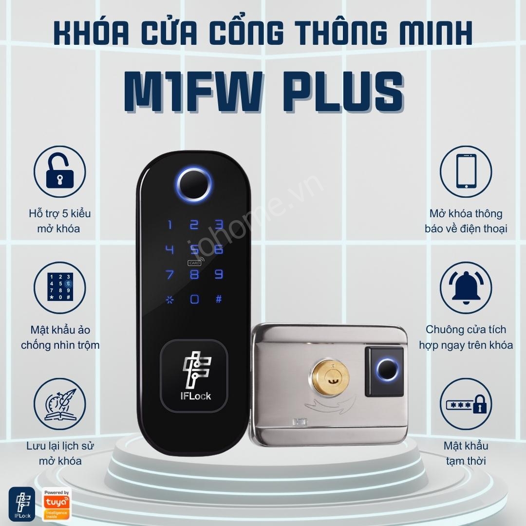 Khóa cổng vân tay thông minh M1FW PLUS - Kết nối Wi-Fi