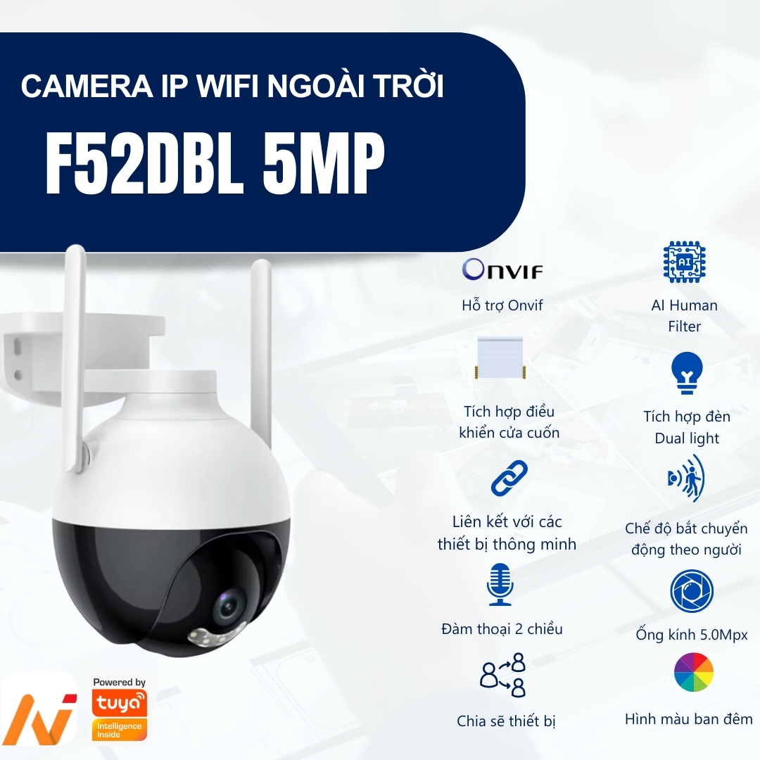 Camera Wi-Fi ngoài trời AI Vision F52DBL 5MP