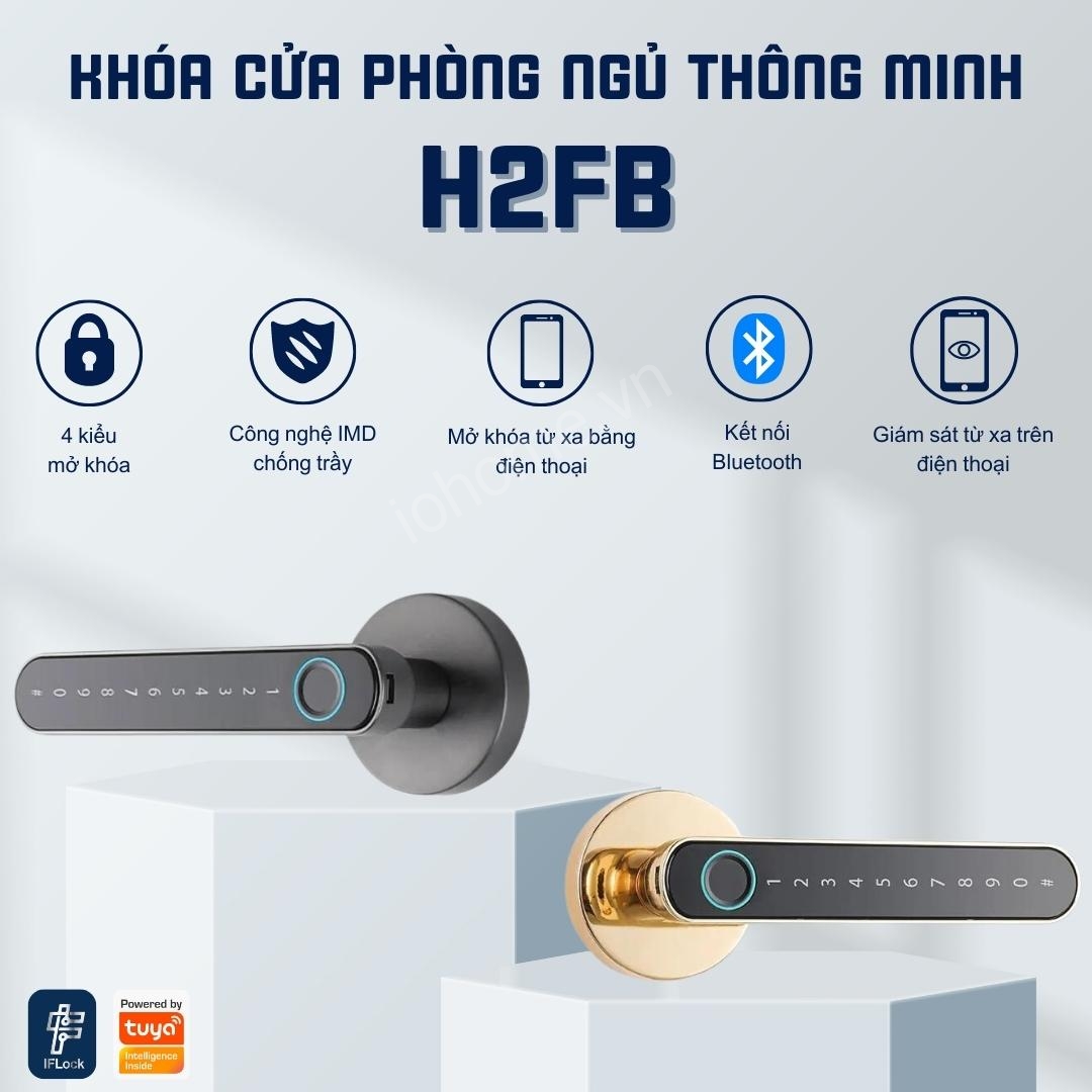 Khóa cửa vân tay thông minh H2FB Tuya kết nối Bluetooth