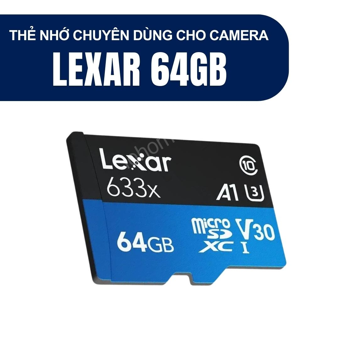 Thẻ Nhớ MicroSDXC Lexar U3 V30 A1 64GB 633x 95MB/s - Chuyên dùng cho Camera
