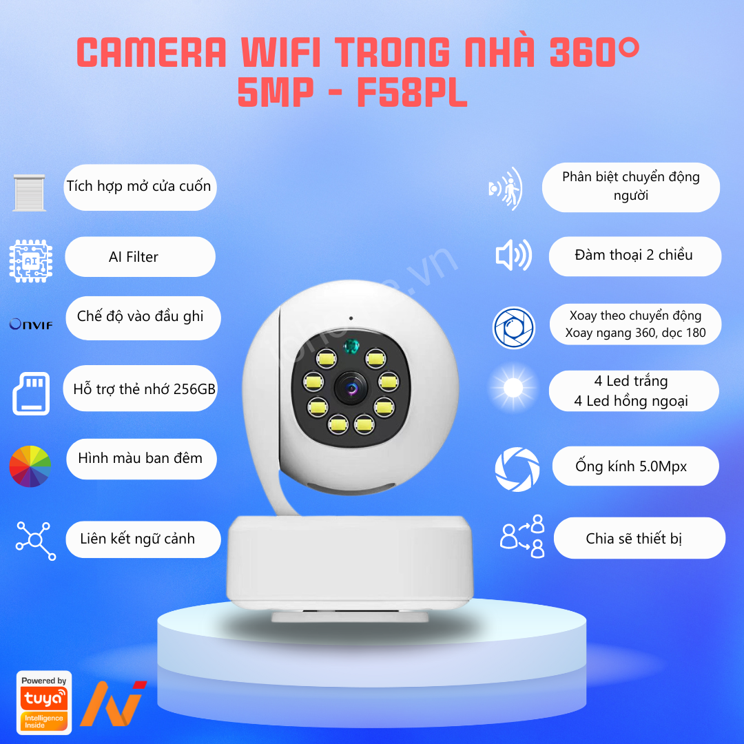 Camera Wi-Fi trong nhà AI Vision F58PDIW 5MP